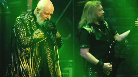 Getty Images Singer Rob Halford and Guitarist Richie Faulkner of the band Judas Priest in March