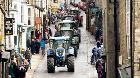 Danny Lawson/PA Tractors in Pateley Bridge