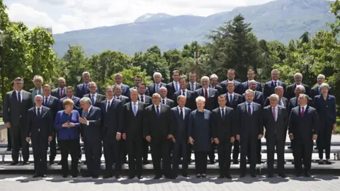 EPA European leaders pose for a photo at the summit