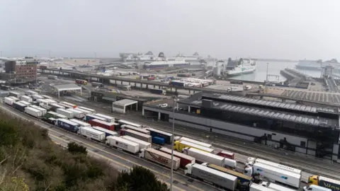 Getty Images Lorry queues at Dover