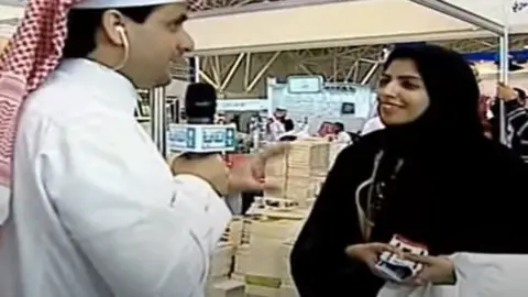 Al Thaqafia Salma al-Shehab was interviewed by Al Thaqafia TV at the Riyadh International Book Fair in 2014