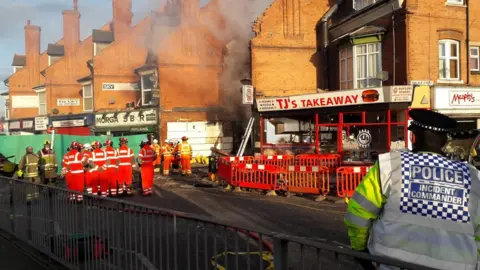 Matthew Cane / Leicestershire Fire and Rescue Search and rescue crew on Hinckley Road