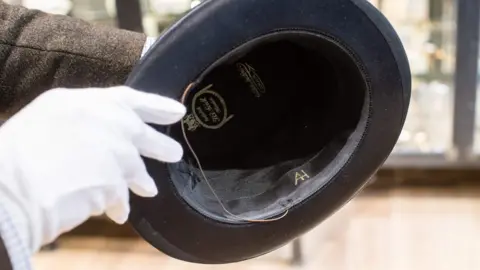 Getty Images Adolf Hitler's hat pictured to show the initials 'AH' on the inner rim