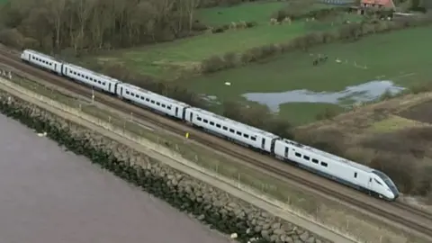 BBC Aerial view of Hitachi intercity Class 802