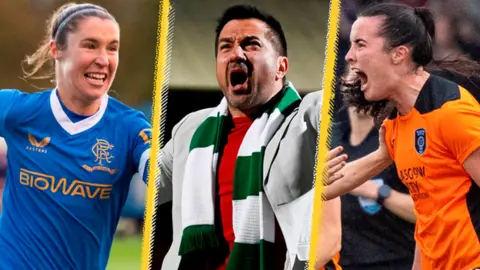 Rangers' Jane Ross, Celtic's Fran Alonso, and Glasgow City's Niamh Farrelly