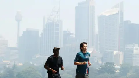 Getty Images People still exercised in Sydney's centre on Tuesday