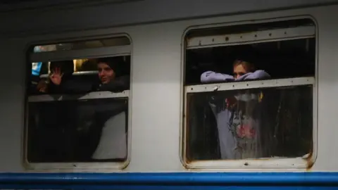 Getty Images Refugees on the Polish border