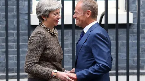 Getty Images Theresa May and Donald Tusk