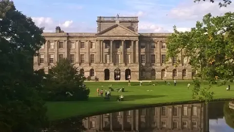 BBC Lyme Hall reflected in the lake