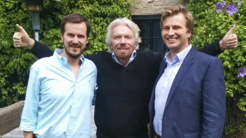 TransferWise Kristo Kaarmann and Taavet Hinrikus with Sir Richard Branson