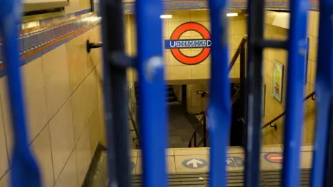 Getty Images Barriers closed at Leicester Square station