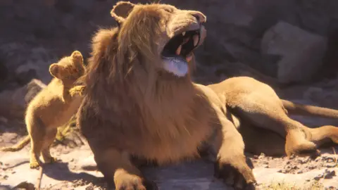 MOnster Emporium Screenshot of computer generated lion and cub from Monster Emporium