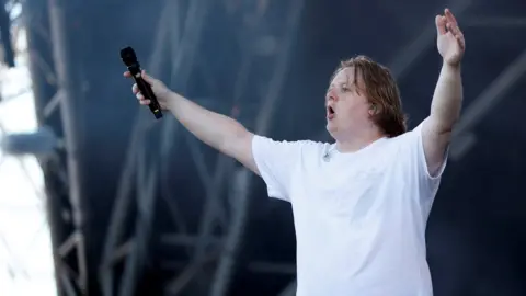 Reuters Lewis Capaldi on stage at Glastonbury