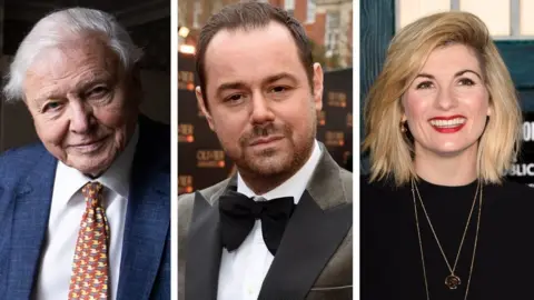 Getty Images Sir David Attenborough, Danny Dyer and Jodie Whittaker