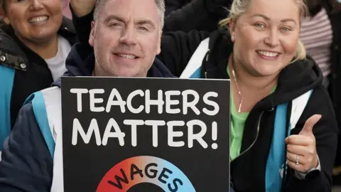 PA Media Teachers strike in Belfast