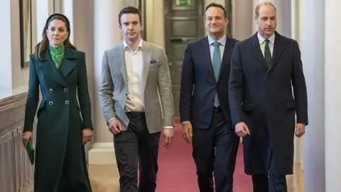 Arthur Edwards/The Sun/PA Leo Varadkar and his partner Matt Barrett welcomed Prince William and his wife Catherine to Dublin in 2020