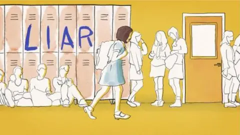 BBC Panorama Animated schoolgirl walking through corridor