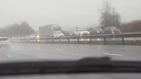 Kevin Leonard South Wales Police say conditions on the M4 are hazardous because of the rain