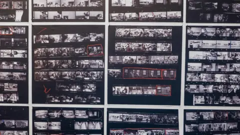 Alamy Enlarged contact sheets from photographer Robert Frank's groundbreaking book "The Americans" at Blue Sky Gallery in Portland, Oregon, USA.