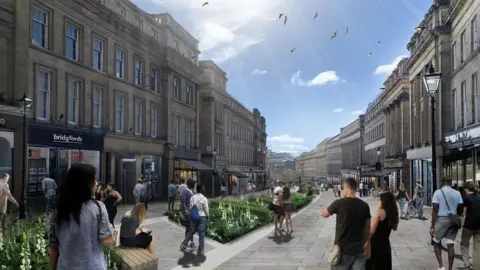 Newcastle City Council Design of Grey Street with greenery