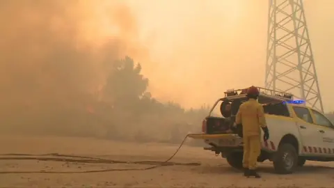 Firefighter looking at Portugal blaze