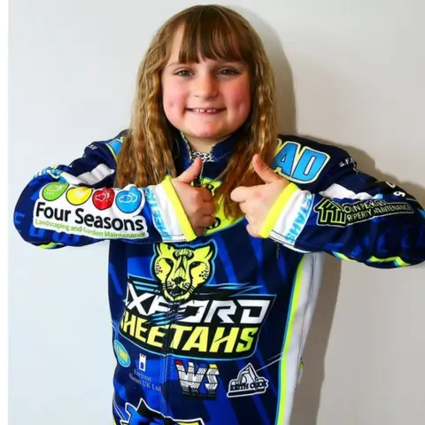 Matt Davis Chloe with her speedway outfit
