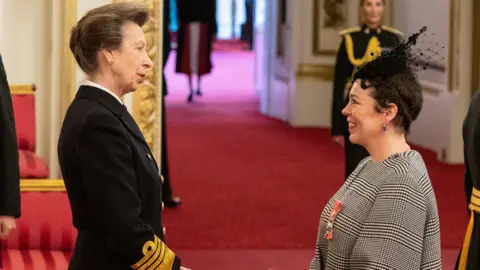 Dominic Lipinski/PA Wire Princess Anne meets Olivia Colman