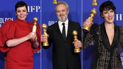 Getty Images Olivia Colman, Sam Mendes and Phoebe Waller-Bridge