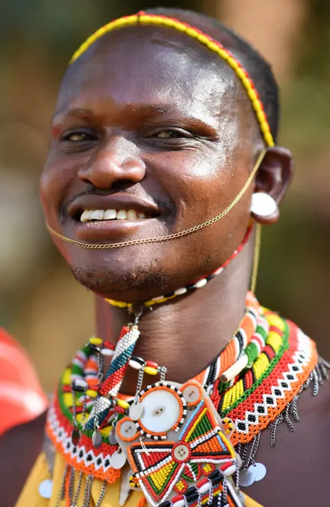 Getty Images A man wearing traditional Masaai dress on March 13, 2019