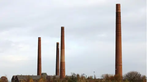 South Beds News Agency Four chimneys at the former Stewartby and Kempston Hardwick brickworks, near Bedford