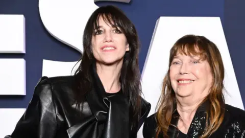 EPA Birkin and her daughter Charlotte Gainsbourg at the Cesar Film Awards in Paris in February 2023