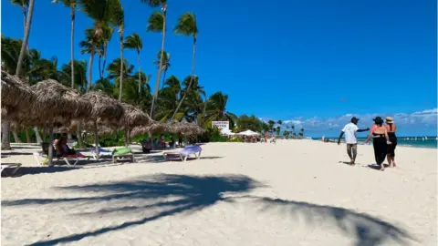 An almost empty beach in Punta Cana, Dominican Republic