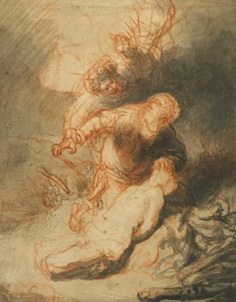 Trustees of the British Museum Rembrandt's Angel Preventing Abraham From Sacrificing His Son Isaac