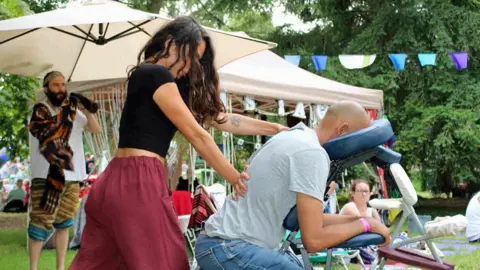 Someone having a massage at Womad festival