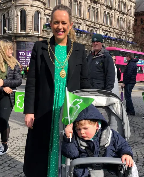 PA Media Belfast Lord Mayor Kate Nicholl during Belfast's St Patrick's Day parade 2022