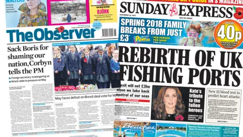 Composite of Observer and Express front pages