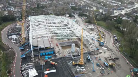 Birmingham 2022 Drone shot of the swimming pool