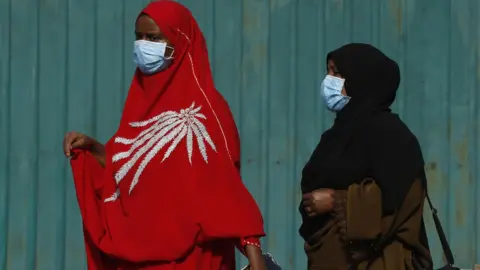 Getty Images People in medical masks in Addis Ababa, Ethiopia - 3 April 2020