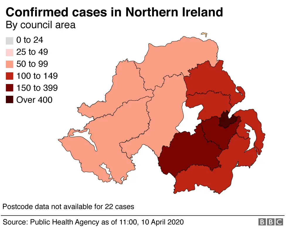 Confirmed coronavirus cases by council area