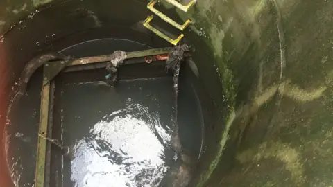 RSPCA Sewage chamber at Welsh Water Caernarfon water treatment works