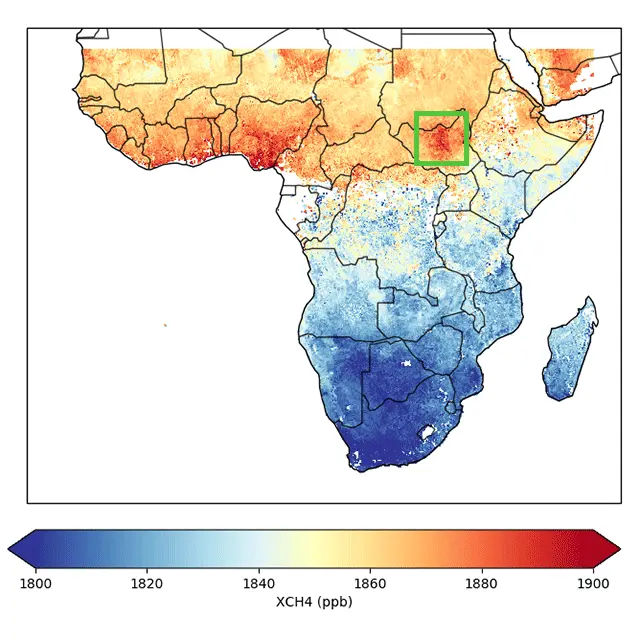 Copernicus Data/ESA/Tropomi Methane map