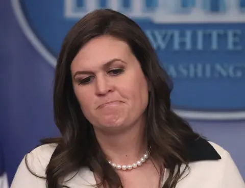 Getty Images Sarah Huckabee Sanders speaks during press briefing on 11 May 2017 in Washington DC