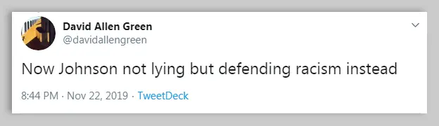 Twitter Tweet in response to Question Time Leaders Special