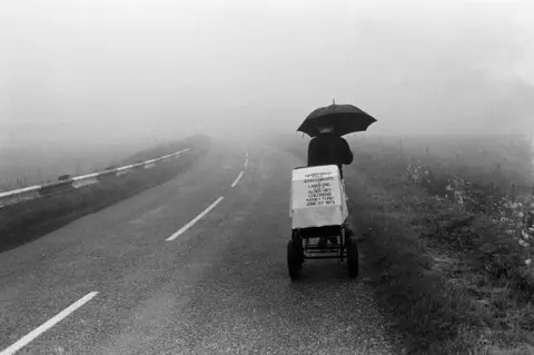 Glyn Satterley Charity walker with approximately 850 miles to go approaching Berriedale