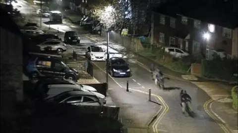 Crimestoppers CCTV of the five victims travelling on three bikes