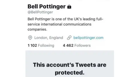 Twitter Bell Pottinger's twitter page as it looked in late June