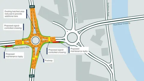 National Highways Plans for Harfrey's roundabout