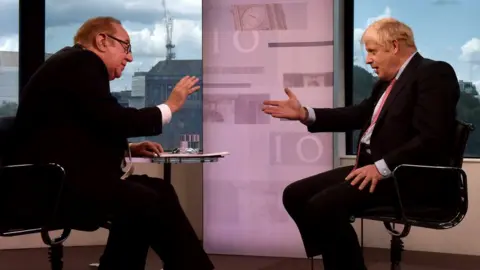BBC Andrew Neil and Boris Johnson during The Andrew Neil Interviews in July