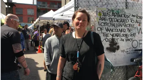 Sarah Blyth stands outside the Downtown Eastside street market