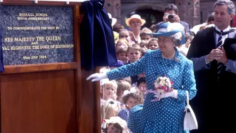 Getty Images Queen Elizabeth II visiting Rossall School, Lancashire